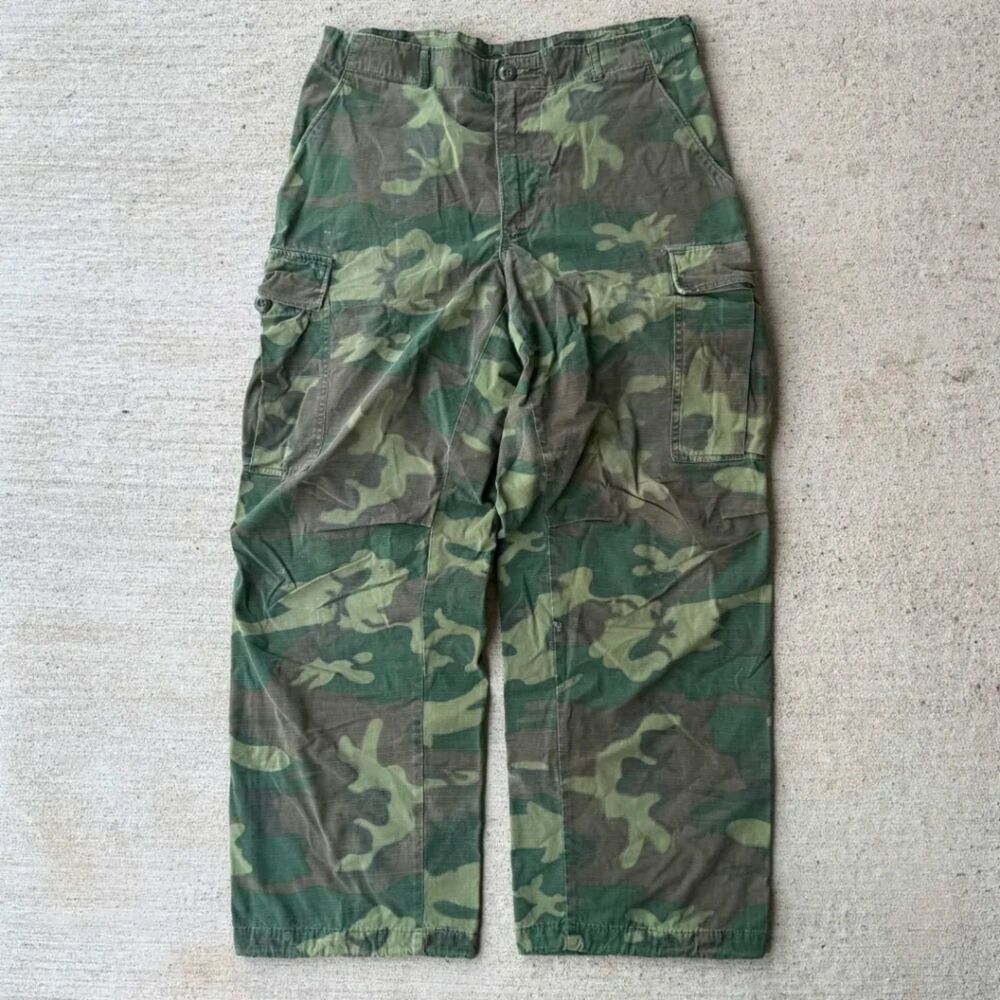 Vintage 1968 Vietnam War ERDL Camo Ripstop Jungle Fatigue Trousers Pants W34 L30